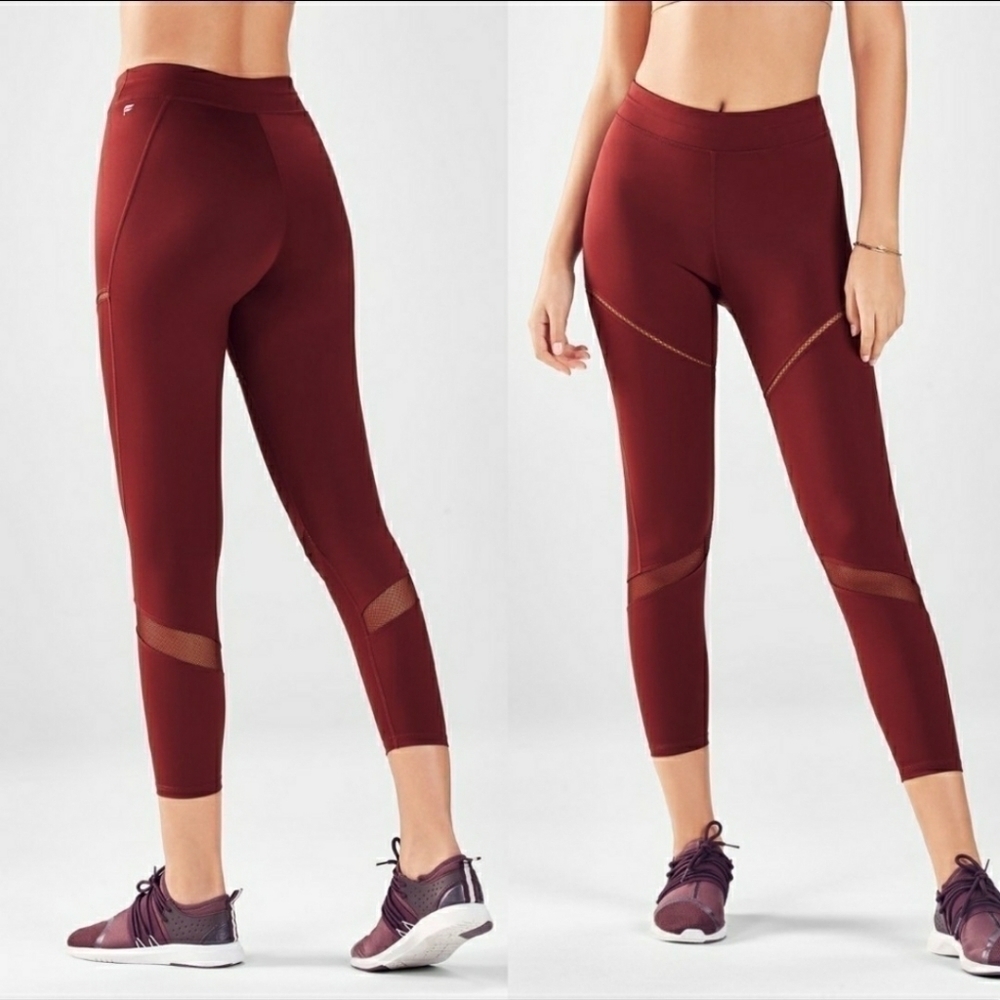 Fabletics Athletic Cropped Ankle Pants Athleisure Vented Small S Maroon Purple